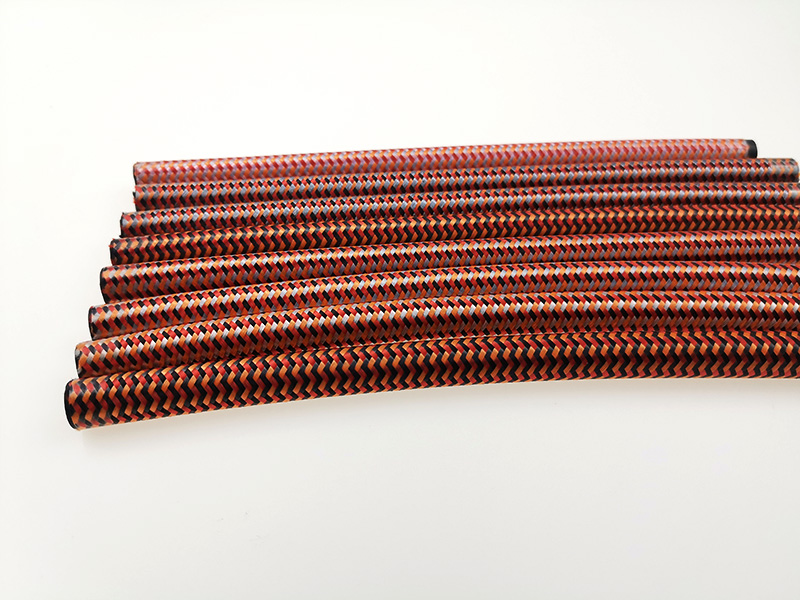 Red and black flower colored outer woven tube